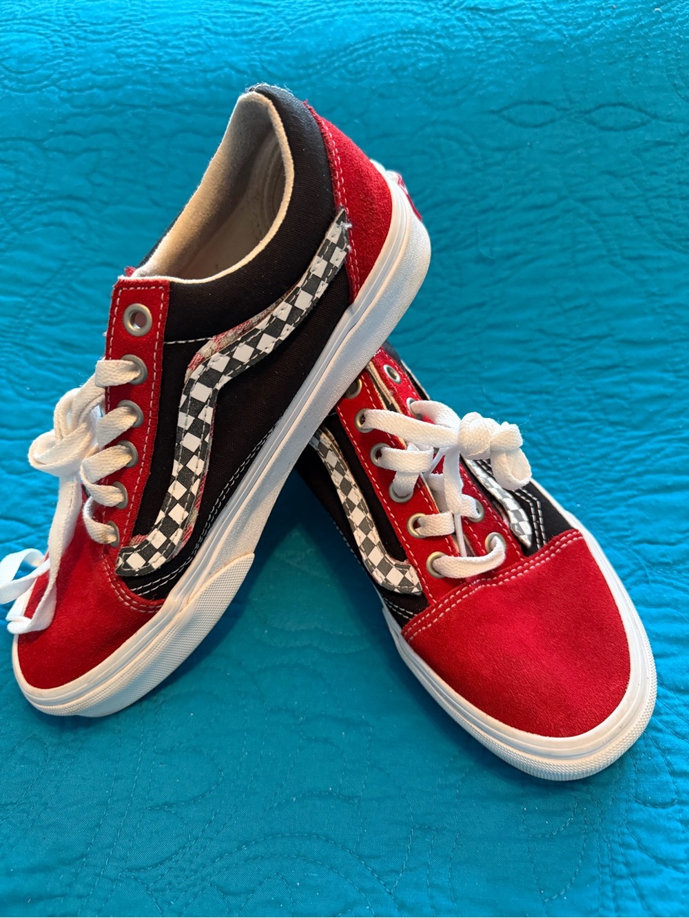Vans  Red and Black Checkerboard Skate Sneakers